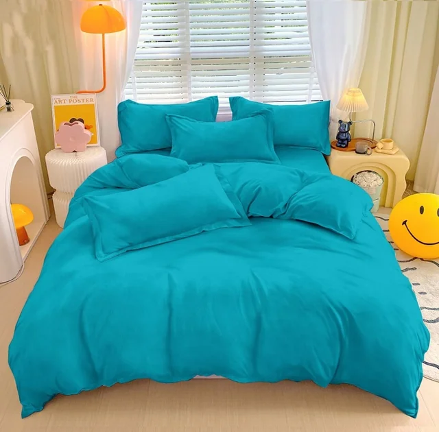 MORADO 190 GSM Flannel Super Soft Warm Single Bed Bedsheet with 1 Pillow Covers for Winters - 60x90 Inches, Aqua - Aqua