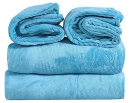 MORADO 190 GSM Flannel Super Soft Warm Double Bed Bedsheet with 2 Pillow Covers for Winters - 90x100 Inches, Aqua - Aqua