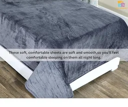 MORADO 190 GSM Flannel Super Soft Warm Single Bed Bedsheet with 1 Pillow Covers for Winters - 60x90 Inches, Cadet Grey - Cadet Grey