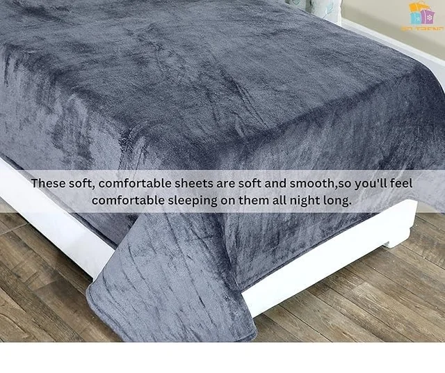 MORADO 190 GSM Flannel Super Soft Warm Single Bed Bedsheet with 1 Pillow Covers for Winters - 60x90 Inches, Cadet Grey - Cadet Grey