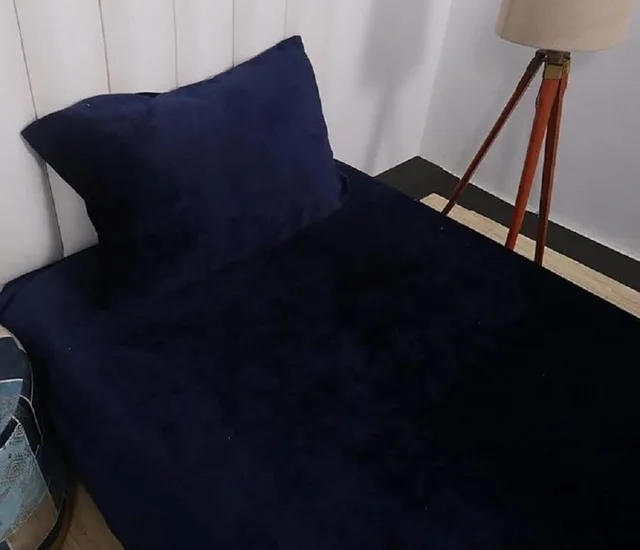 MORADO 190 GSM Flannel Super Soft Warm Single Bed Bedsheet with 1 Pillow Covers for Winters - 60x90 Inches, Navy Blue - Navy Blue