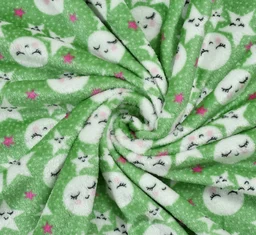 MORADO 190 GSM Flannel Super Soft Warm Single Bed Cartoon Print Bedsheet with 1 Pillow Covers for Winters - 60x90 Inches, Light Green - Light Green