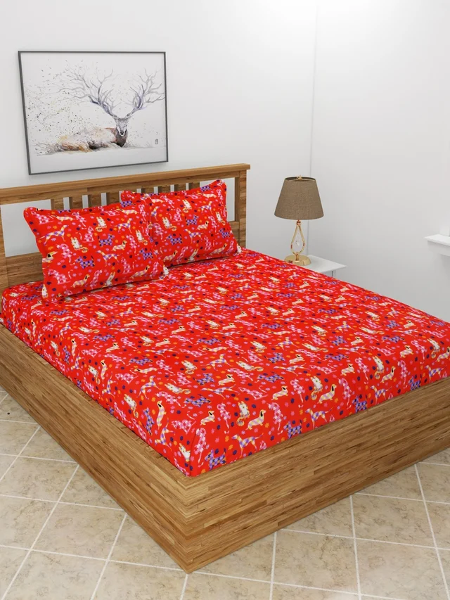 MORADO 190 GSM Flannel Super Soft Warm Double Bed Cartoon Print Bedsheet with 2 Pillow Covers for Winters - 90x100 Inches, Multi Color - Multi colour