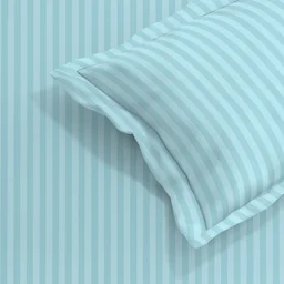 MORADO Premium Glace Cotton Stripe Double Fitted Bedsheet With 2 Pillow Covers for Home/Hotels/Guest House (72x78x8) Inches-Powderblue