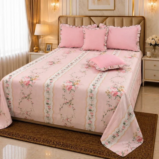 MORADO Morado 5 Pcs Frill Cushion Cover Set 16x16 Inches – Pink Paradise Floral Printed Decorative Cushion Covers
