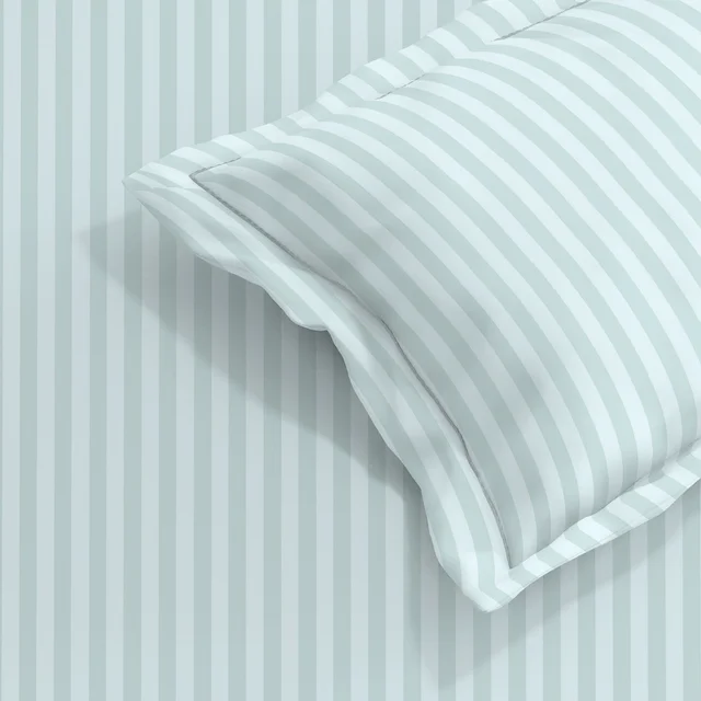 MORADO Premium Glace Cotton Stripe Double Fitted Bedsheet With 2 Pillow Covers for Home/Hotels/Guest House (72x78x8) Inches-Lightgrey