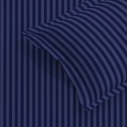 MORADO Premium Glace Cotton Stripe Double Fitted Bedsheet With 2 Pillow Covers for Home/Hotels/Guest House (72x78x8) Inches-Navyblue