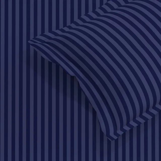 MORADO Premium Glace Cotton Stripe Double Fitted Bedsheet With 2 Pillow Covers for Home/Hotels/Guest House (72x78x8) Inches-Navyblue