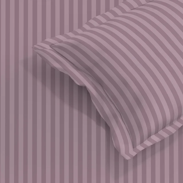 MORADO Premium Glace Cotton Stripe Single Flat Bedsheet With 1 Pillow Cover for Home/Hotels/Guest House (60x90 Inches)-Mauve