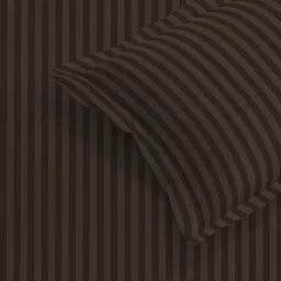 MORADO Premium Glace Cotton Stripe Single Fitted Bedsheet With 1 Pillow Cover for Home/Hotels/Guest House (36x72x8 Inches)-Coffee