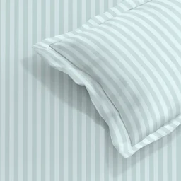 MORADO Premium Glace Cotton Stripe Single Fitted Bedsheet With 1 Pillow Cover for Home/Hotels/Guest House (36x72x8 Inches)-Lightgrey