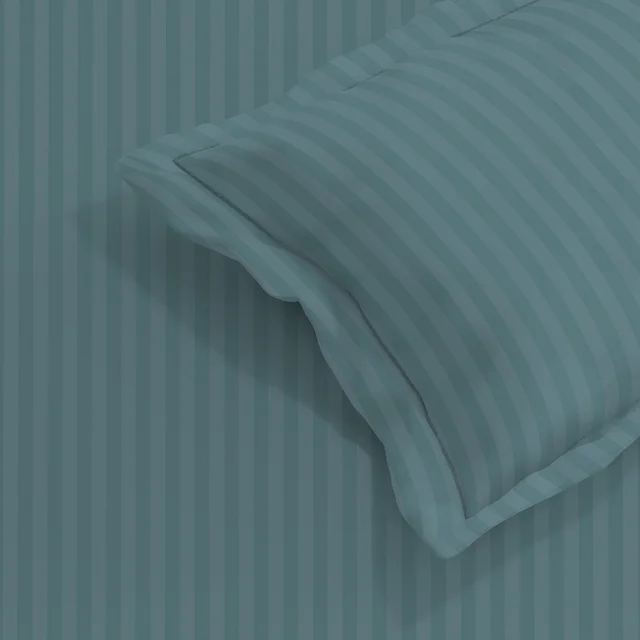 MORADO Premium Glace Cotton Stripe Single Fitted Bedsheet With 1 Pillow Cover for Home/Hotels/Guest House (36x72x8 Inches)-Smokegrey