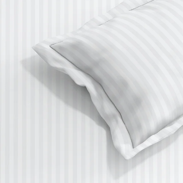 MORADO Premium Glace Cotton Stripe Single Fitted Bedsheet With 1 Pillow Cover for Home/Hotels/Guest House (36x72x8 Inches)-White