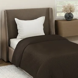 MORADO Glace Cotton Plain Stripe Single Duvet Cover 60x90 Inches | Soft, Breathable & Durable Cotton Duvet Cover for Single Bed(Coffee)