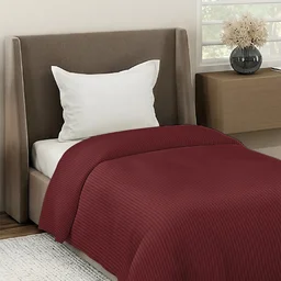 MORADO Glace Cotton Plain Stripe Single Duvet Cover 60x90 Inches | Soft, Breathable & Durable Cotton Duvet Cover for Single Bed(Maroon)