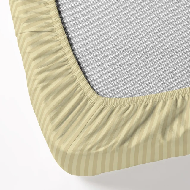 MORADO Premium Glace Cotton Stripe Single Fitted Bedsheet With 1 Pillow Cover for Home/Hotels/Guest House (36x72x8 Inches)-Beige