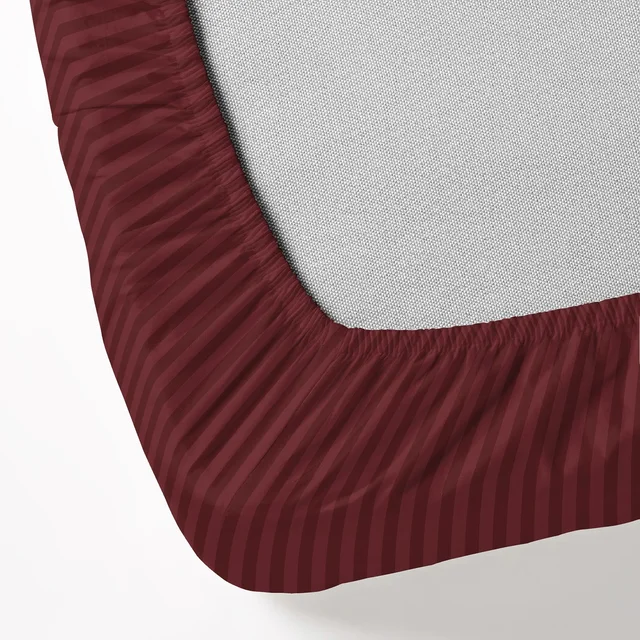 MORADO Premium Glace Cotton Stripe Double Fitted Bedsheet With 2 Pillow Covers for Home/Hotels/Guest House (72x78x8) Inches-Maroon