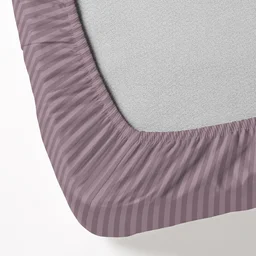MORADO Premium Glace Cotton Stripe Single Fitted Bedsheet With 1 Pillow Cover for Home/Hotels/Guest House (36x72x8 Inches)-Mauve