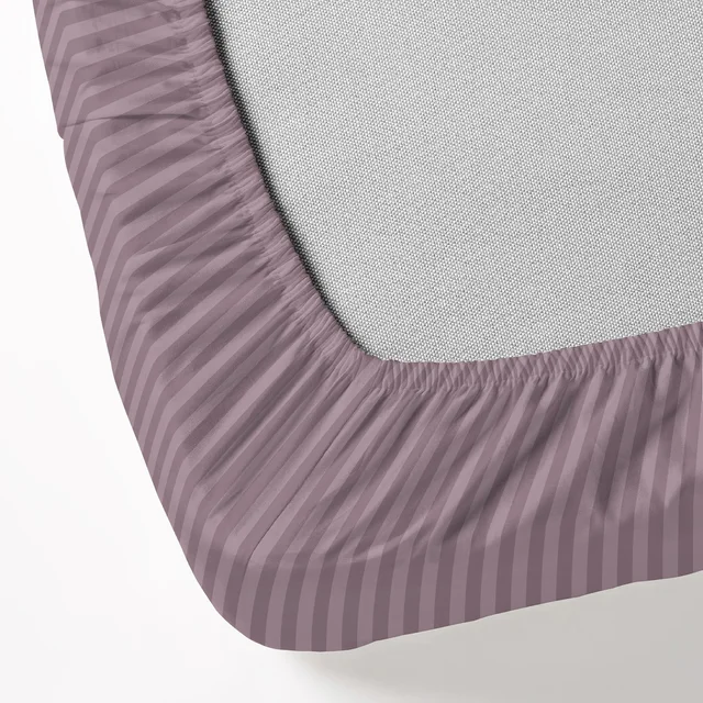 MORADO Premium Glace Cotton Stripe Single Fitted Bedsheet With 1 Pillow Cover for Home/Hotels/Guest House (36x72x8 Inches)-Mauve