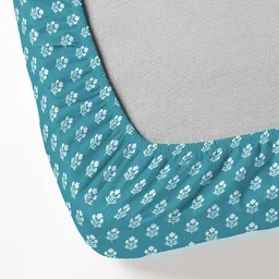 MORADO AQUA FLORAL WHITE LACE Fitted Bed Sheet