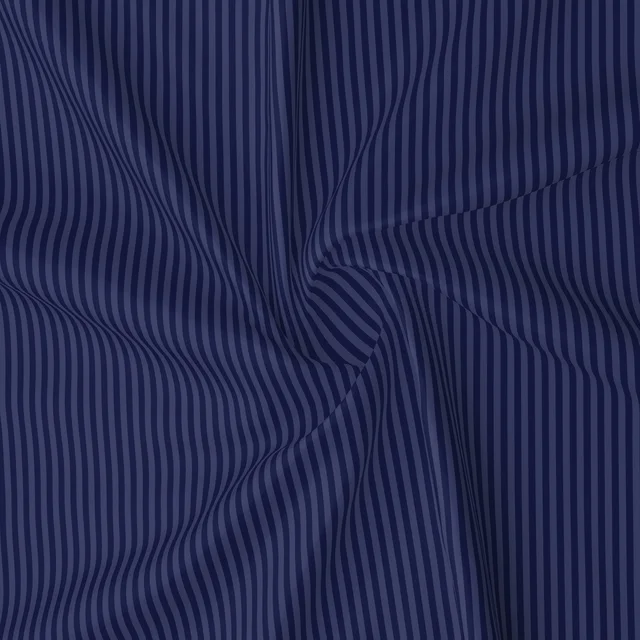 MORADO Premium Glace Cotton Stripe Double Fitted Bedsheet With 2 Pillow Covers for Home/Hotels/Guest House (72x78x8) Inches-Navyblue