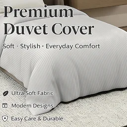 MORADO Glace Cotton Plain Stripe Single Duvet Cover 60x90 Inches | Soft, Breathable & Durable Cotton Duvet Cover for Single Bed(Ivory)
