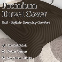 MORADO Glace Cotton Plain Stripe Double Duvet Cover 90x100 Inches | Soft, Breathable & Durable Cotton Duvet Cover for Double Bed(Coffee)
