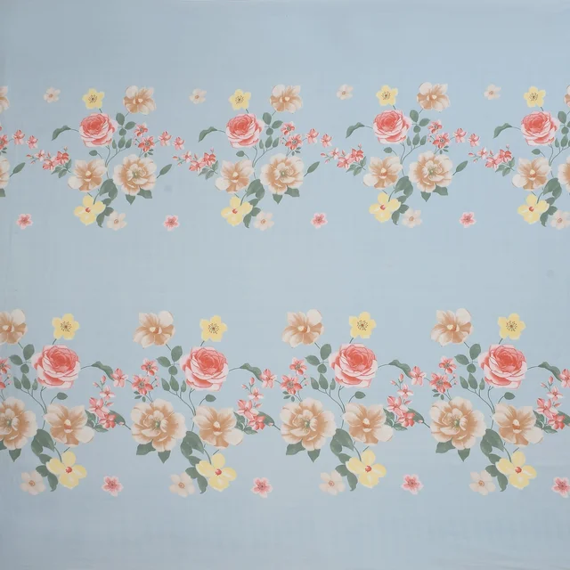 MORADO Morado 5 Pcs Frill Cushion Cover Set 16x16 Inches – Sky Blue Floral Rose Print