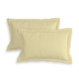 MORADO Premium Glace Cotton Stripe Double Flat Bedsheet With 2 Pillow Covers for Home-Hotels-Guest House (90x100 Inches)-Beige