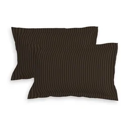 MORADO Premium Glace Cotton Stripe Double Flat Bedsheet With 2 Pillow Covers for Home/Hotels/Guest House (90x100 Inches)-Coffee