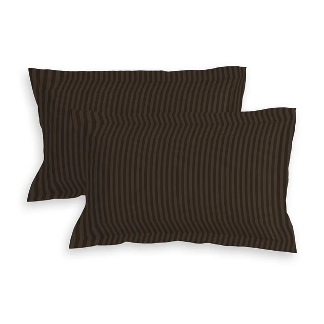 MORADO Premium Glace Cotton Stripe Double Flat Bedsheet With 2 Pillow Covers for Home/Hotels/Guest House (90x100 Inches)-Coffee