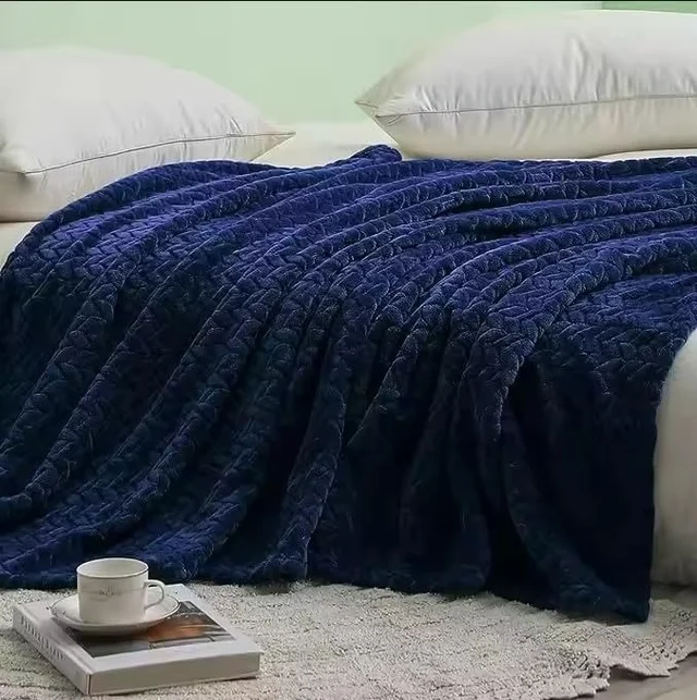 Morado MORADO 230 GSM Flannel Super Soft Warm Double Blanket for Winters - 90x90 Inches, Navy Blue - Navy Blue