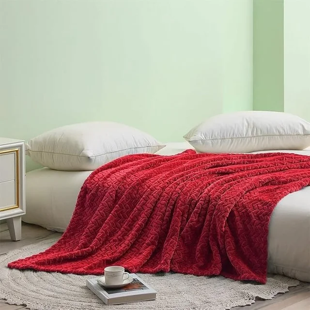 Morado MORADO 230 GSM Flannel Super Soft Warm Double Blanket for Winters - 90x90 Inches, Light Grey - Maroon