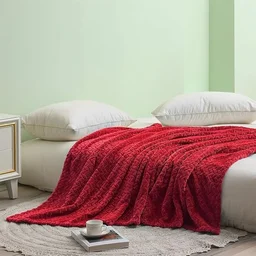 Morado MORADO 230 GSM Flannel Super Soft Warm Double Blanket for Winters - 90x90 Inches, Light Grey - Maroon