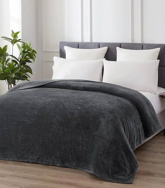 Morado MORADO 230 GSM Flannel Super Soft Warm Single Blanket for Winters - 60x90 Inches, Dark Grey - Dark Gray