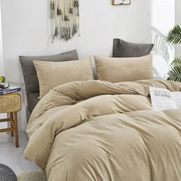 MORADO 190 GSM Flannel Super Soft Warm Single Bed Bedsheet with 1 Pillow Covers for Winters - 60x90 Inches, Camel - Camel