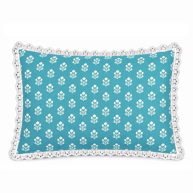 MORADO AQUA FLORAL WHITE LACE Fitted Bed Sheet