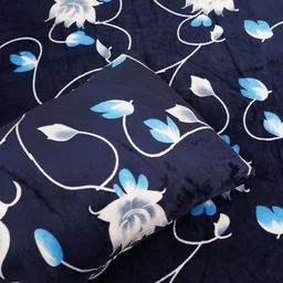 Morado Single Bed Flannel Fabric Quilt/Duvet/Rajai/Blanket Cover for Winters | Warm & Soft | 190 GSM | 60x90 Inches (Blue Flower) - Blue Flower