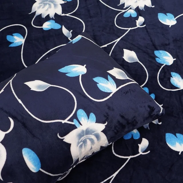 Morado Single Bed Flannel Fabric Quilt/Duvet/Rajai/Blanket Cover for Winters | Warm & Soft | 190 GSM | 60x90 Inches (Blue Flower) - Blue Flower