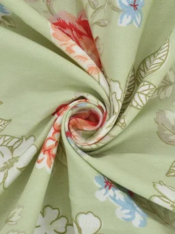 MORADO Glace Cotton King Size Bedsheet with 2 Pillow Covers with Frill PoppyFlowerComb (108x108, Inches) - 108x108 Inches, light pastel green