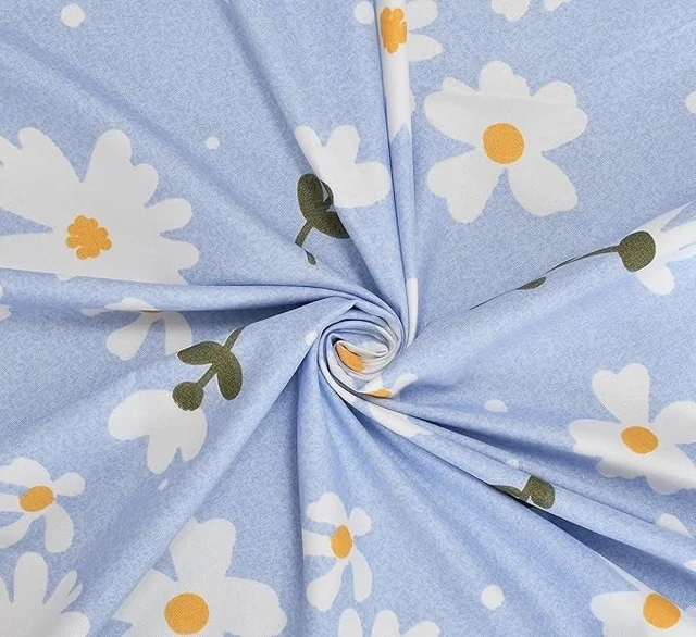 MORADO Premium Glace Cotton Double Bedsheet with 2 King Size Pillow Covers (90x100 Inches) - Light Blue