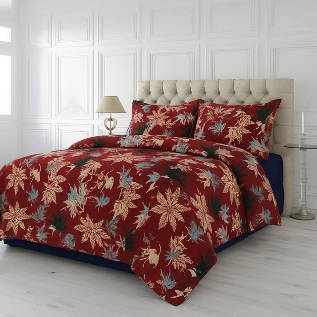 Morado MORADO 190 GSM Flannel Super Soft Warm Single Blanket for Winters - 60x90 Inches, Red Leaves - Red Leaves