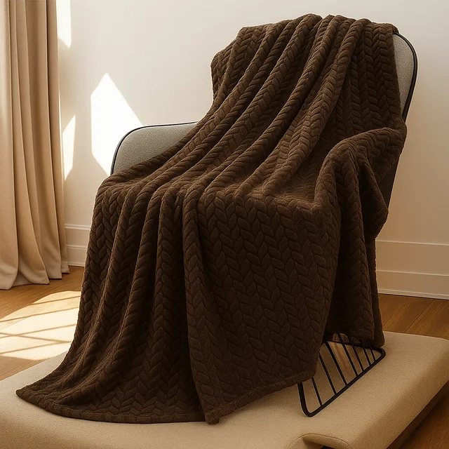 Morado MORADO 230 GSM Flannel Super Soft Warm Double Blanket for Winters - 90x90 Inches, Cofee - Cofee