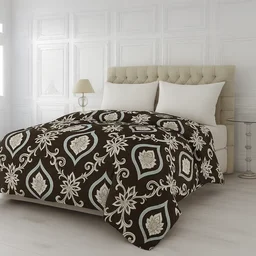 Morado MORADO 190 GSM Flannel Super Soft Warm Double Blanket for Winters - 90x90 Inches, Brown Leaves - Brown Leaves