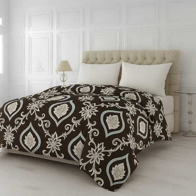 Morado MORADO 190 GSM Flannel Super Soft Warm Double Blanket for Winters - 90x90 Inches, Brown Leaves - Brown Leaves