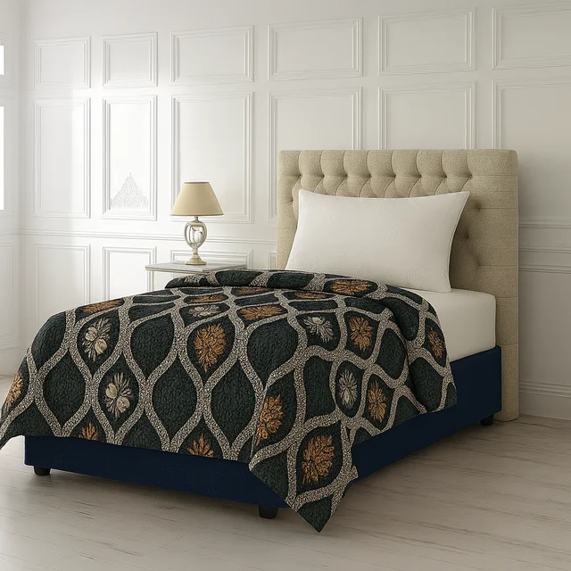 Morado MORADO 190 GSM Flannel Super Soft Warm Single Blanket for Winters - 60x90 Inches, Navy Brown Roses - Navy Brown Roses