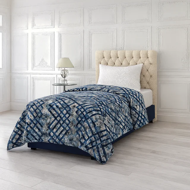 Morado MORADO 190 GSM Flannel Super Soft Warm Single Blanket for Winters - 60x90 Inches, Blue GreyCross - Blue Grey Cross