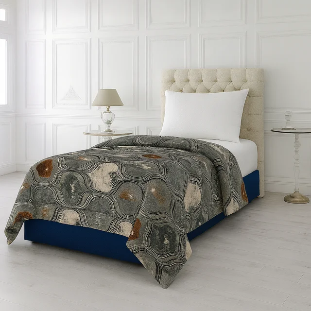 Morado MORADO 190 GSM Flannel Super Soft Warm Single Blanket for Winters - 60x90 Inches, Grey BrownCircle - Grey Brown Circle