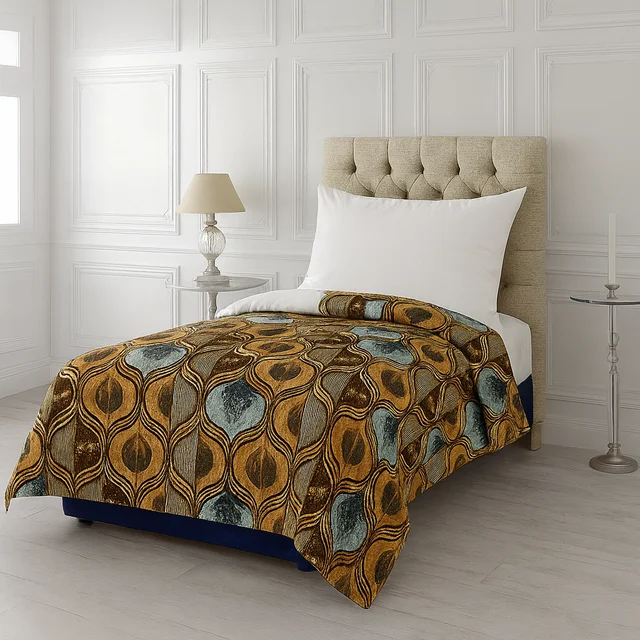Morado MORADO 190 GSM Flannel Super Soft Warm Single Blanket for Winters - 60x90 Inches, Gray_BeigeCircles - Gray Beige Circles