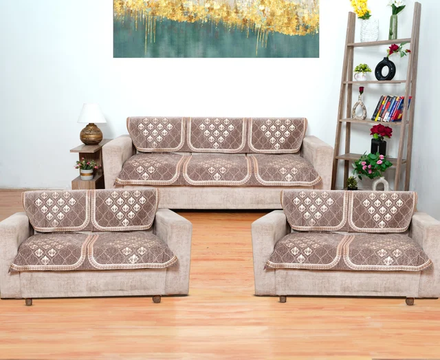 MORADO 7 Seater Sofa Cover Sofa Panel Premium Quality, Chenille for Ultimate Protection and Style Durable, 3+2+2 Settee Slipcover in Brown, - Brown